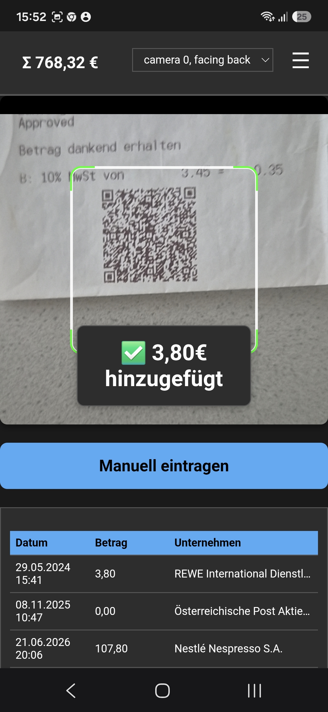 BelegScan Home Screen